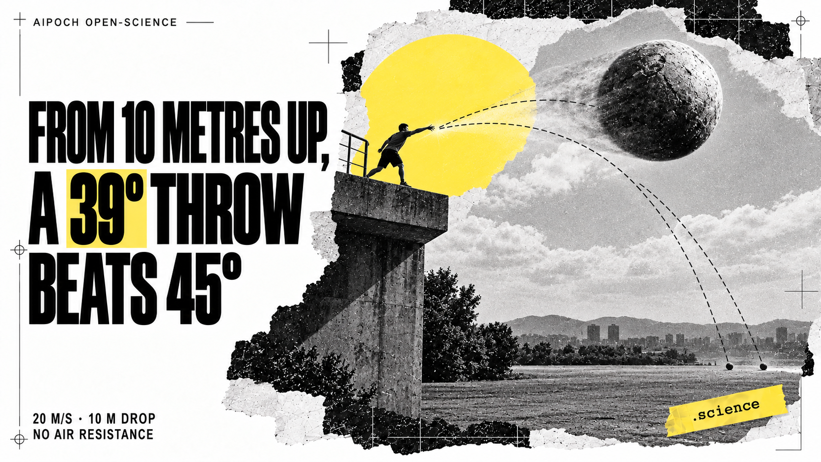From 10 Metres Up, a 39° Throw Beats 45°