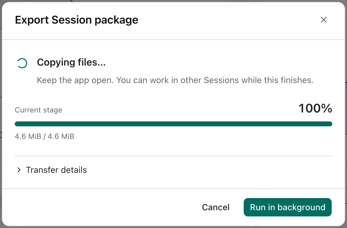 Figure 3 image: Package export progress