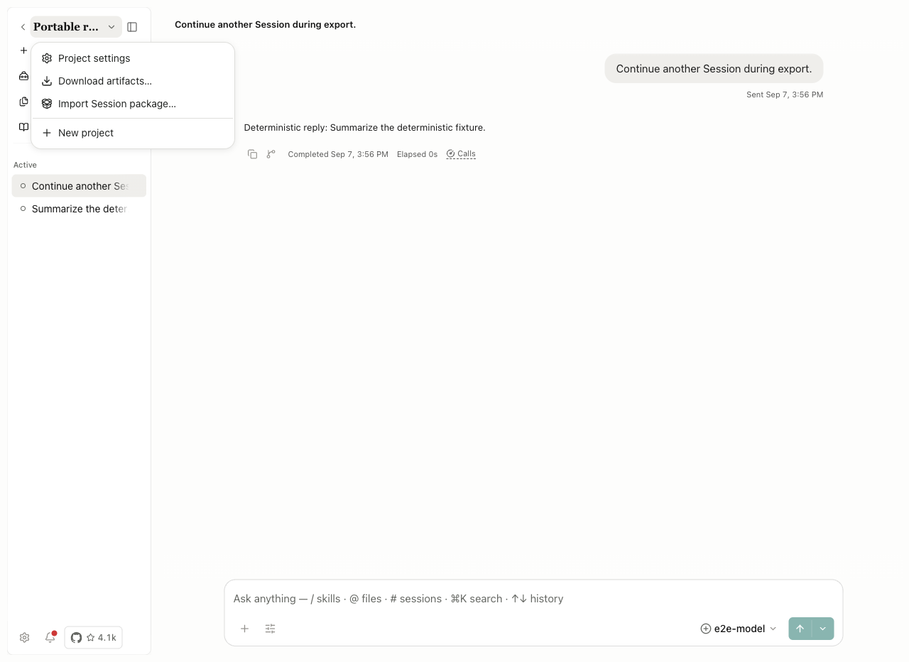Figure 4 image: Project import menu