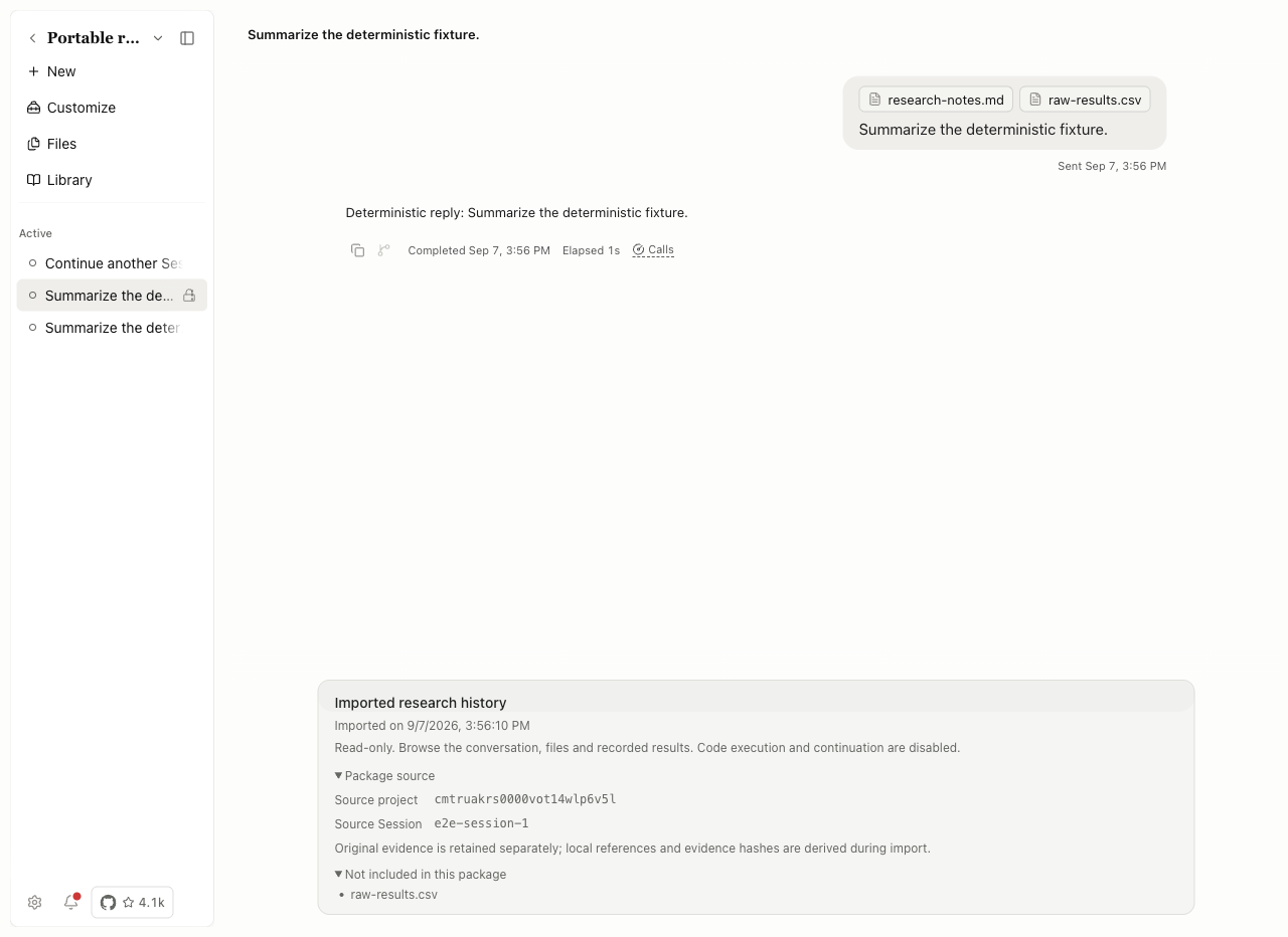 Figure 5 image: Imported history and omitted-file notice