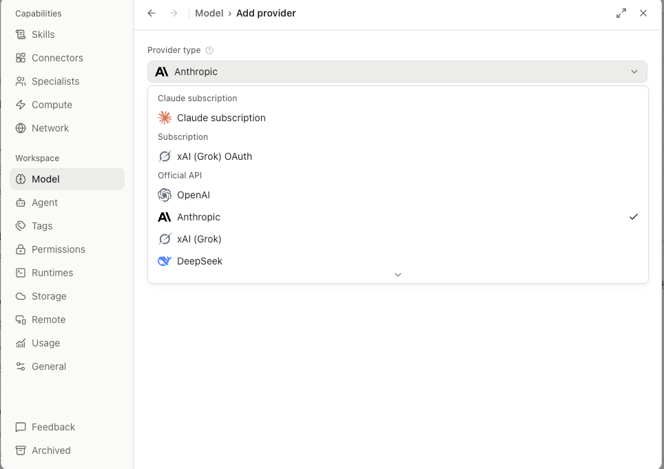 Open Science v0.19.0 xAI OAuth provider selection