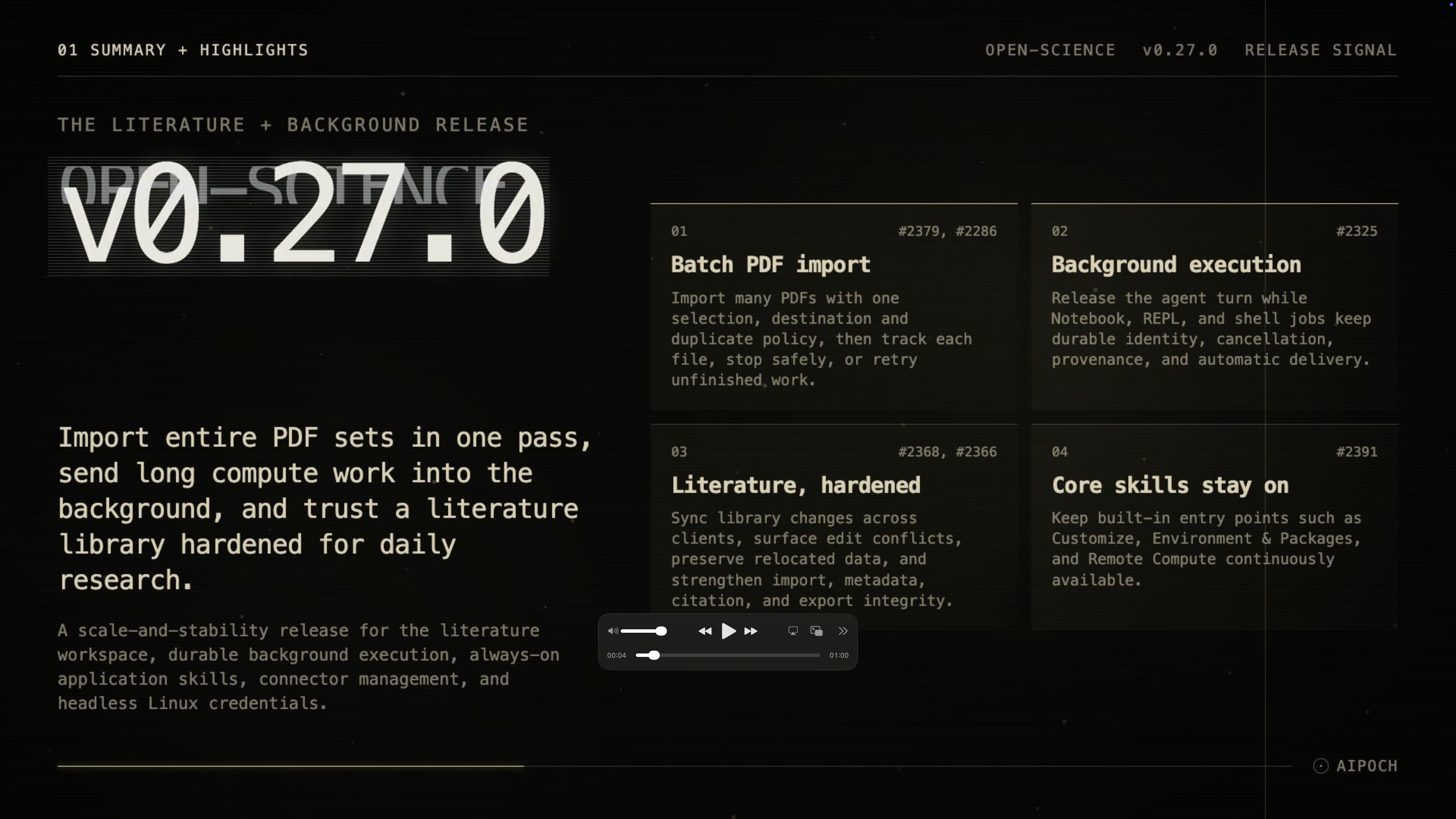 Watch: AIPOCH Open-Science v0.27.0