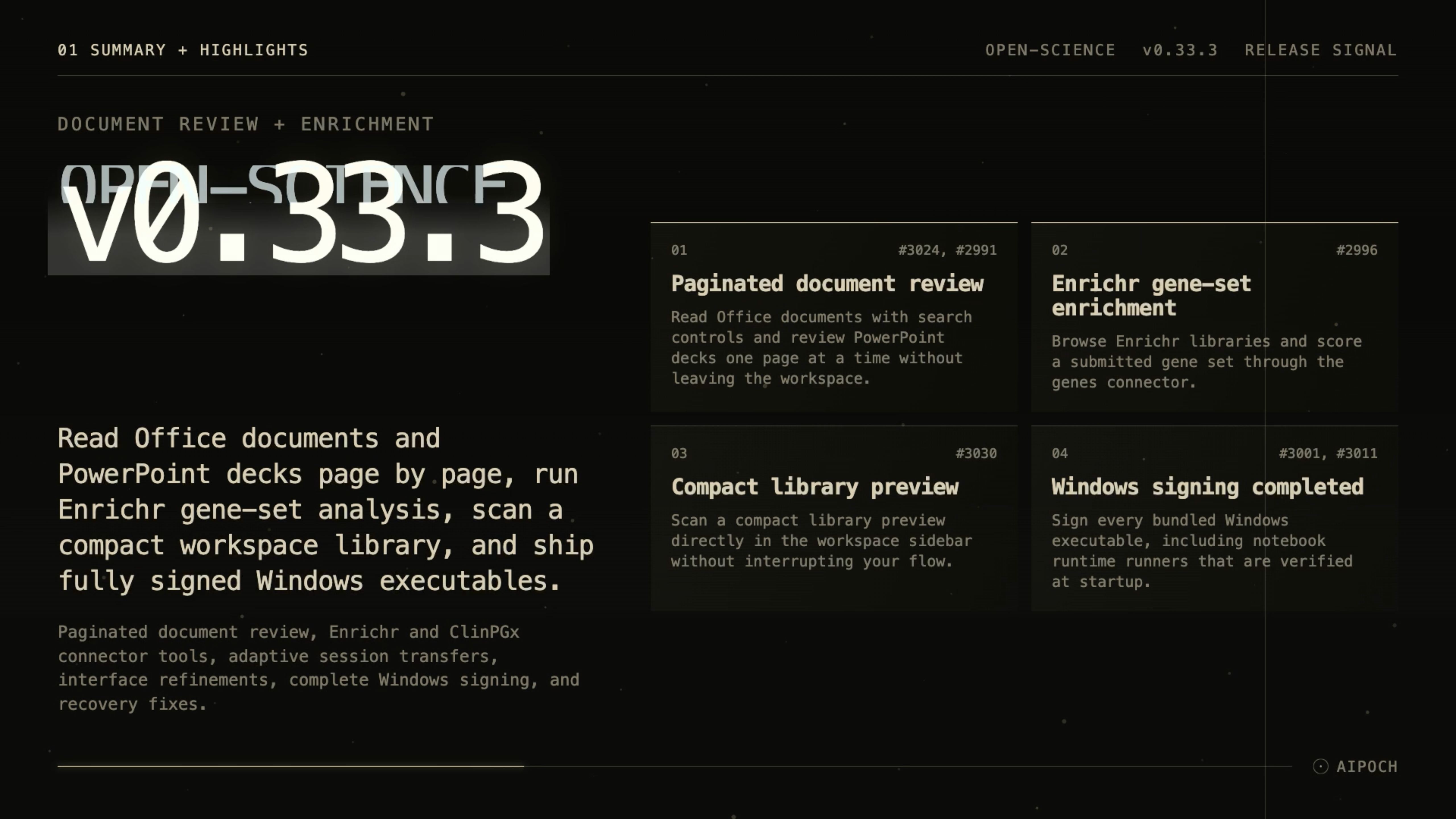 Watch: AIPOCH Open-Science v0.33.3